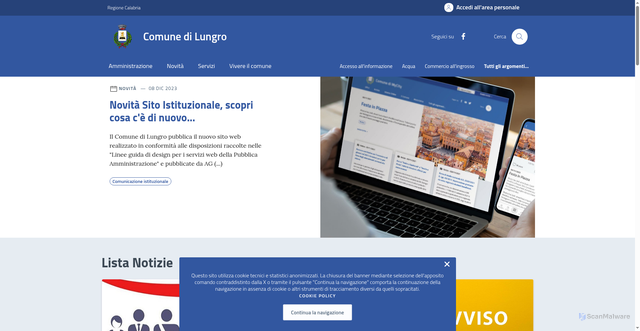 Security scan screenshot of https://comune.lungro.cs.it/