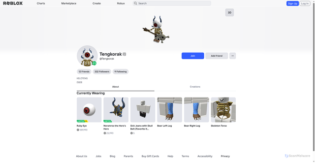 Security scan screenshot of https://www.roblox.com.ml/users/374231218556/profile