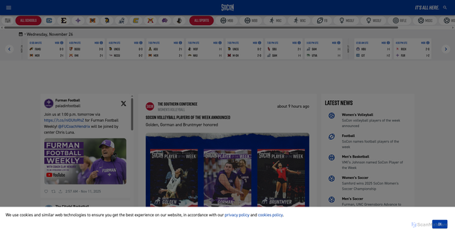 Security scan screenshot of https://soconsports.com/