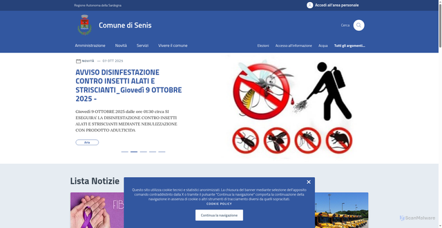 Security scan screenshot of https://comune.senis.or.it/