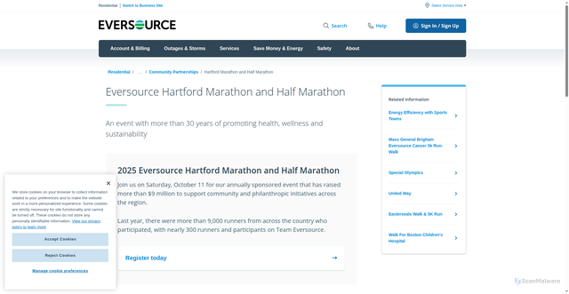 Security scan screenshot of https://www.eversource.com/residential/about/community/partnerships/eversource-hartford-marathon