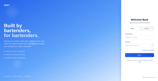 Security scan screenshot of https://drift-beta.com/
