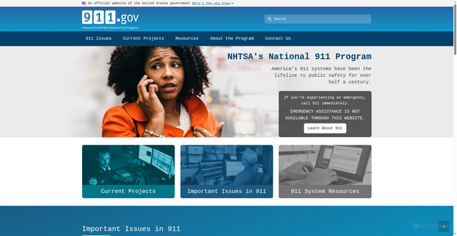 Security scan screenshot of https://www.911.gov/