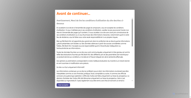 Security scan screenshot of www.ingmarkets.fr