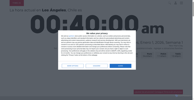 Security scan screenshot of https://time.is/es/Los_%C3%81ngeles,_Chile