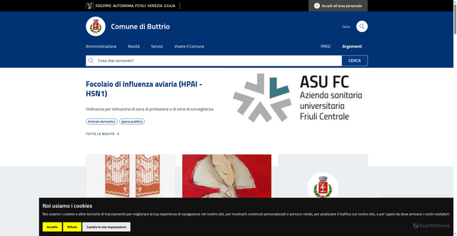 Security scan screenshot of https://www.comune.buttrio.ud.it/