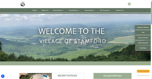 Security scan screenshot of https://villageofstamfordny.gov/