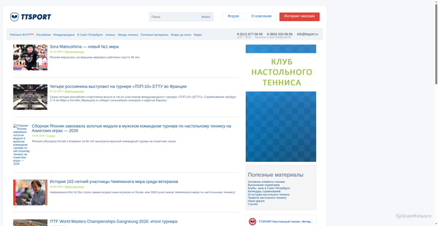 Security scan screenshot of https://www.ttsport.ru