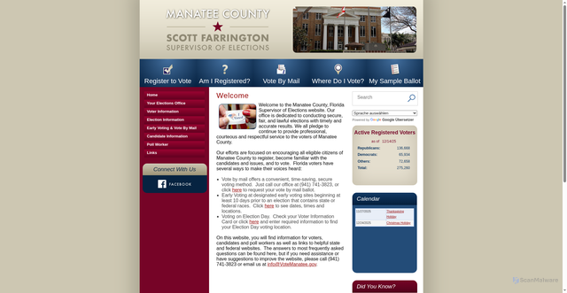 Security scan screenshot of https://www.votemanatee.gov/