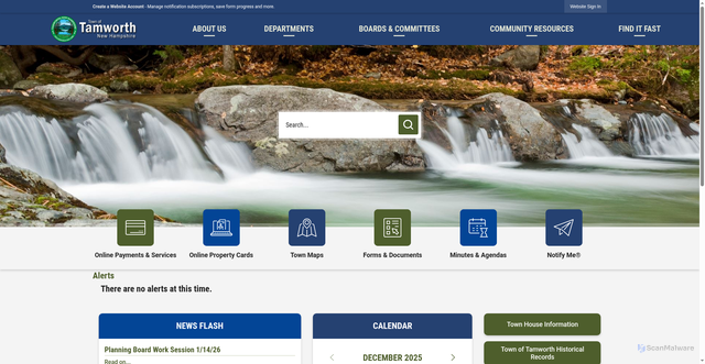 Security scan screenshot of https://tamworthnh.gov/