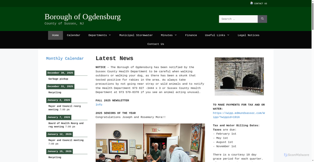 Security scan screenshot of https://ogdensburgnj.gov/