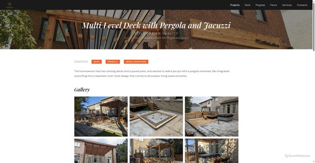Security scan screenshot of https://ykwoodworking.pages.dev/projects/multi-level-deck-with-pergola-and-jacuzzi.html