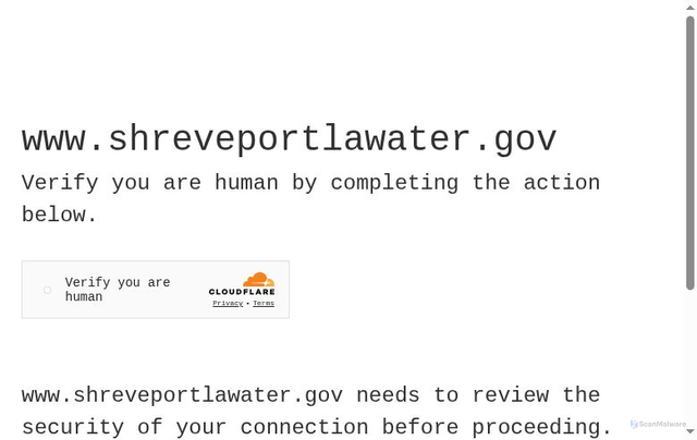 Security scan screenshot of https://www.shreveportlawater.gov//