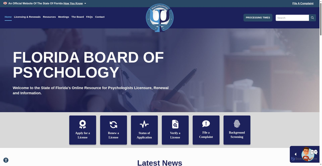 Security scan screenshot of https://floridaspsychology.gov/
