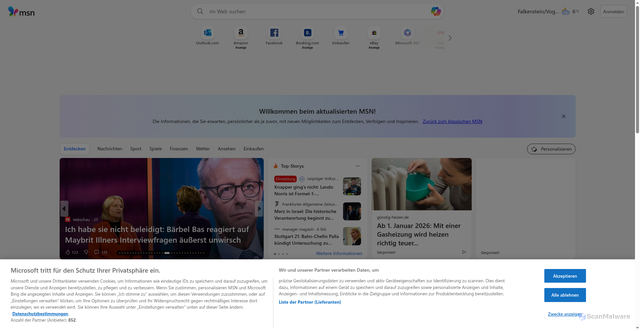 Security scan screenshot of https://msn.com/