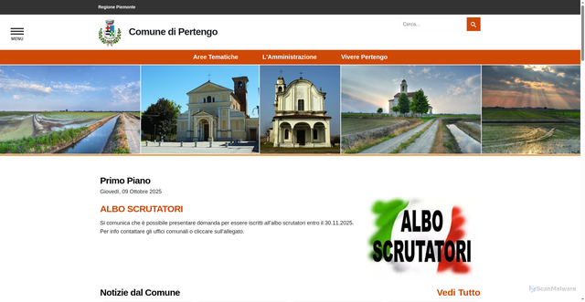 Security scan screenshot of https://www.comune.pertengo.vc.it/