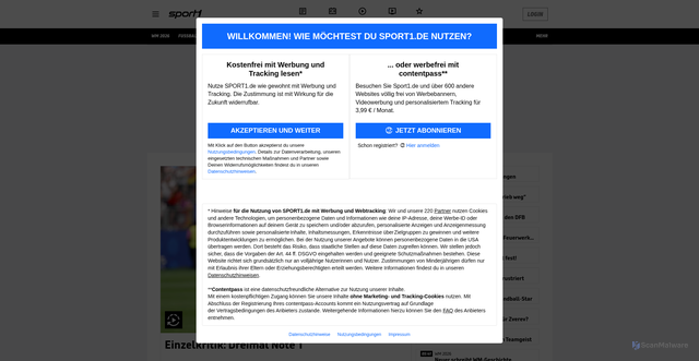 Security scan screenshot of https://sport1.de
