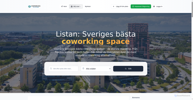 Security scan screenshot of https://coworkingplatser.se