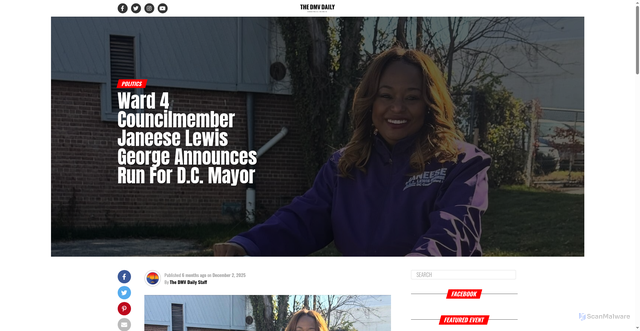Security scan screenshot of https://thedmvdaily.com/ward-4-councilmember-janeese-lewis-george-announces-run-for-d-c-mayor/