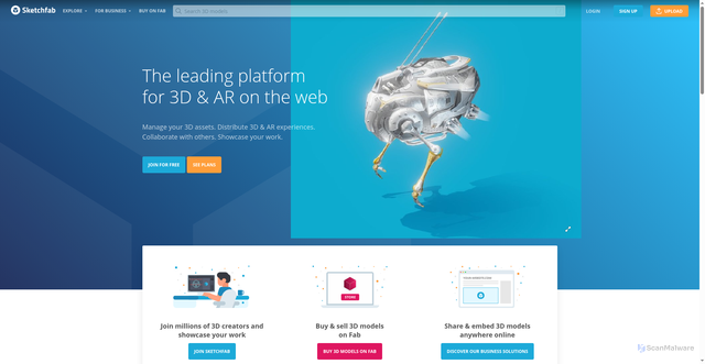 Security scan screenshot of https://sketchfab.com