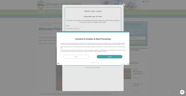 Security scan screenshot of https://chicagoonthecheap.com/millennium-park-christmas-tree-lighting/