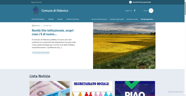 Security scan screenshot of https://www.comune.oldenico.vc.it