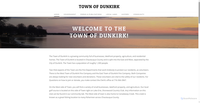 Security scan screenshot of https://www.townofdunkirkny.gov/