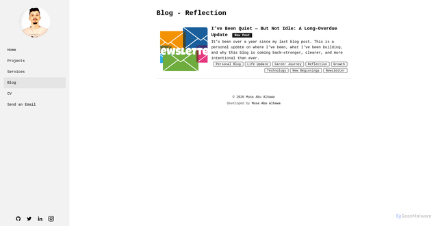 Security scan screenshot of https://musa-abualhawa.pages.dev/blog/tag/Reflection/