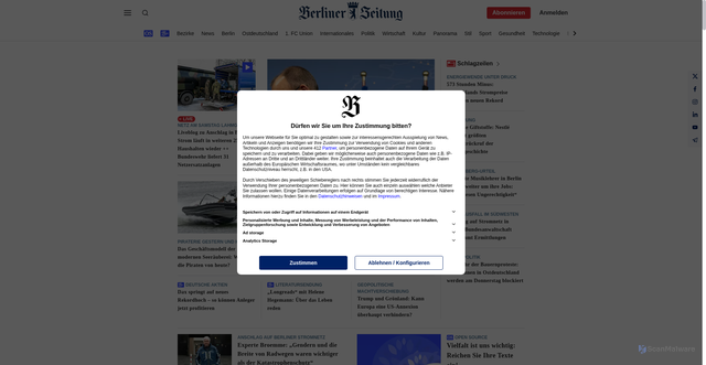 Security scan screenshot of https://berliner-zeitung.de