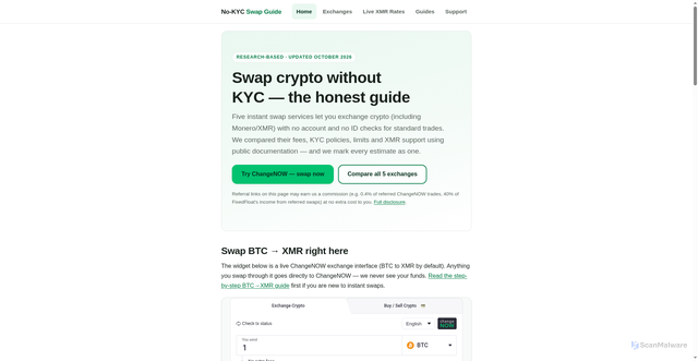 Security scan screenshot of https://xmrswapguide.pages.dev/