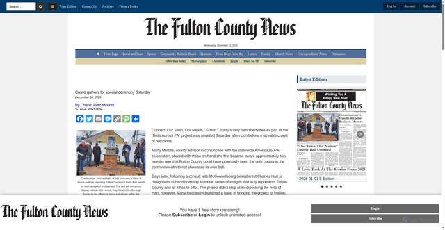 Security scan screenshot of https://www.fultoncountynews.com/articles/our-town-our-nation-liberty-bell-unveiled/