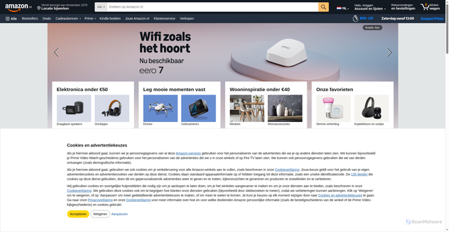 Security scan screenshot of https://amazon.nl