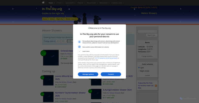 Security scan screenshot of https://in-the-sky.org/newsindex.php?feed=meteors