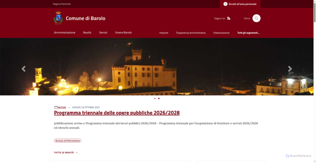 Security scan screenshot of https://www.comune.barolo.cn.it/