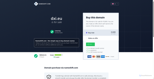 Security scan screenshot of https://dxi.eu