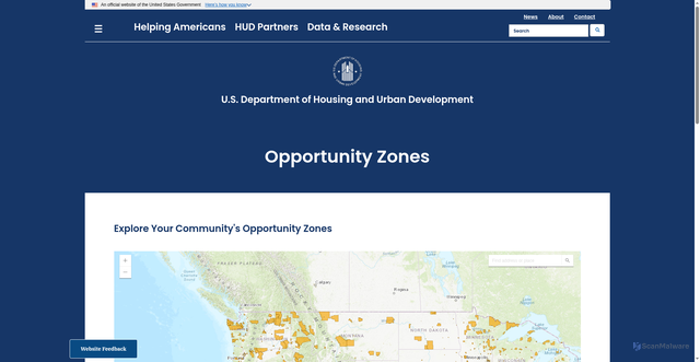 Security scan screenshot of https://www.hud.gov/opportunity-zones