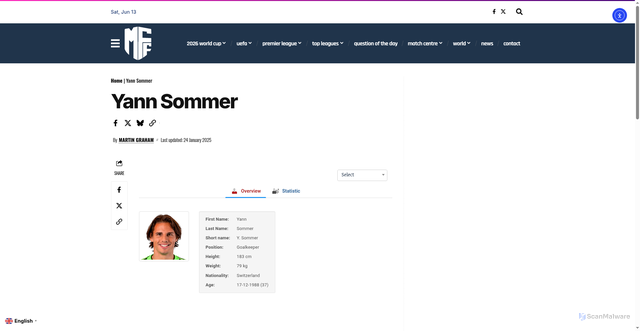 Security scan screenshot of https://www.myfootballfacts.com/player/yann-sommer/
