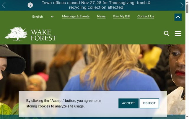 Security scan screenshot of https://www.wakeforestnc.gov/