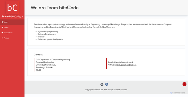 Security scan screenshot of https://teambitecode.github.io