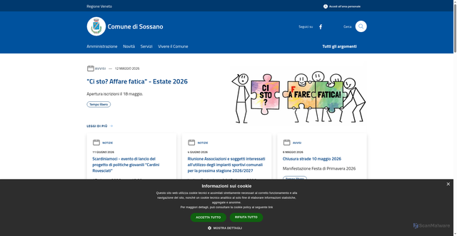 Security scan screenshot of https://www.comune.sossano.vi.it