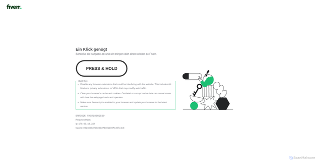 Security scan screenshot of https://de.fiverr.com