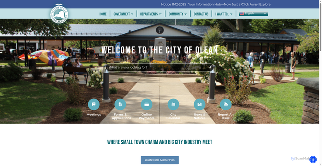 Security scan screenshot of https://cityofolean.gov/