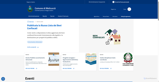 Security scan screenshot of https://comune.melicucca.rc.it/