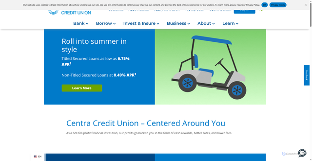 Security scan screenshot of https://centra.org