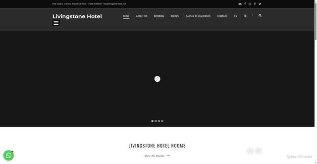 Security scan screenshot of http://livingstonehotelbenin.com/