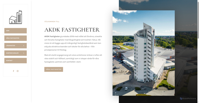Security scan screenshot of https://akdkfastigheter.se