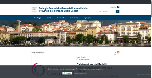 Security scan screenshot of https://www.geometri.verbania.it/it-it/home