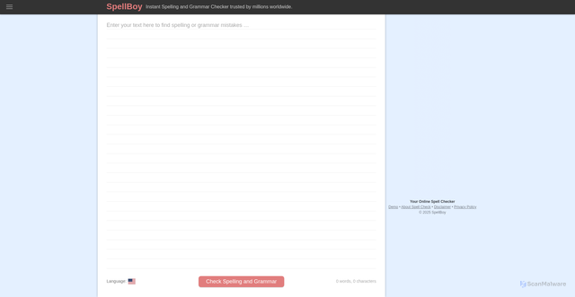 Security scan screenshot of https://www.spellboy.com