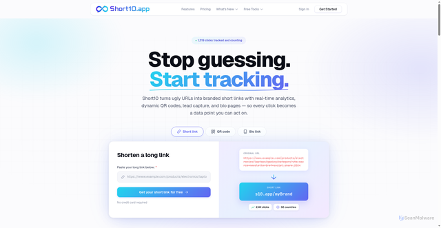 Security scan screenshot of https://short10.app/