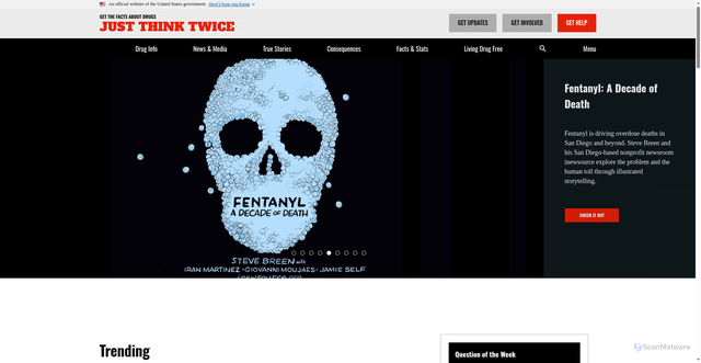 Security scan screenshot of https://justthinktwice.gov/